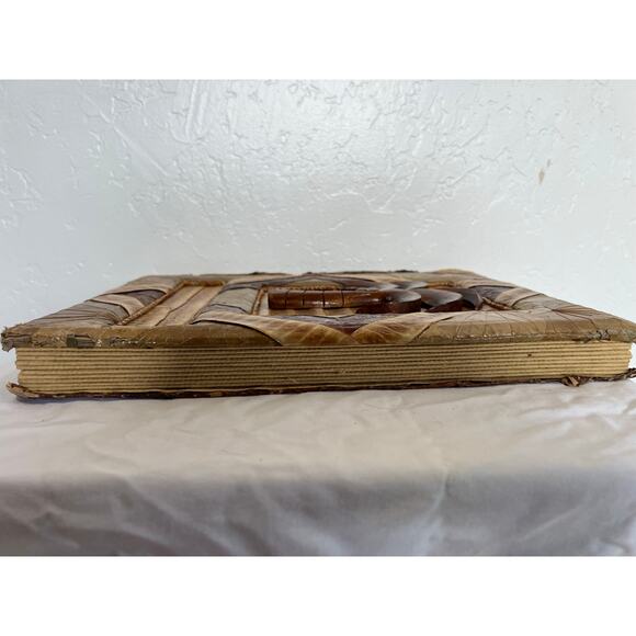 Handmade Palm Tree Photo Album Vintage Style Natural Materials 14x12 - Picture 3 of 15